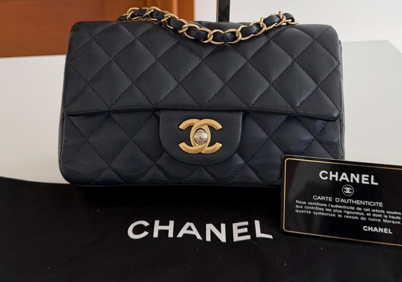 Hermes Mini Rectangle Classic Dark Navy Lambskin GHW