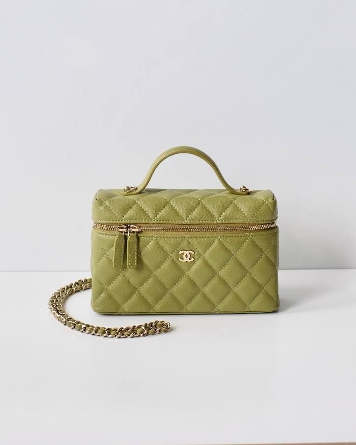 Chanel Vanity Top Handle Bag 25C in Matcha Green Caviar LGHW