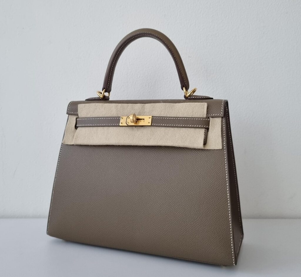 Hermes Kelly 25 Etoupe Epsom Sellier GHW