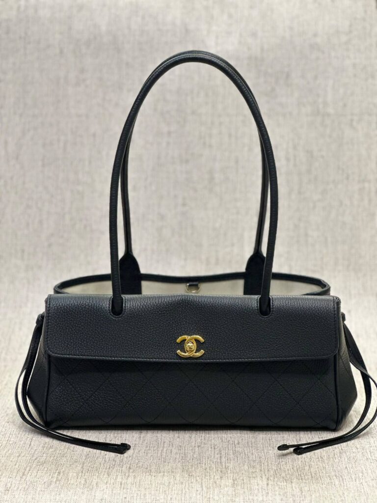Chanel East West Tote Bag Grained Black GHW