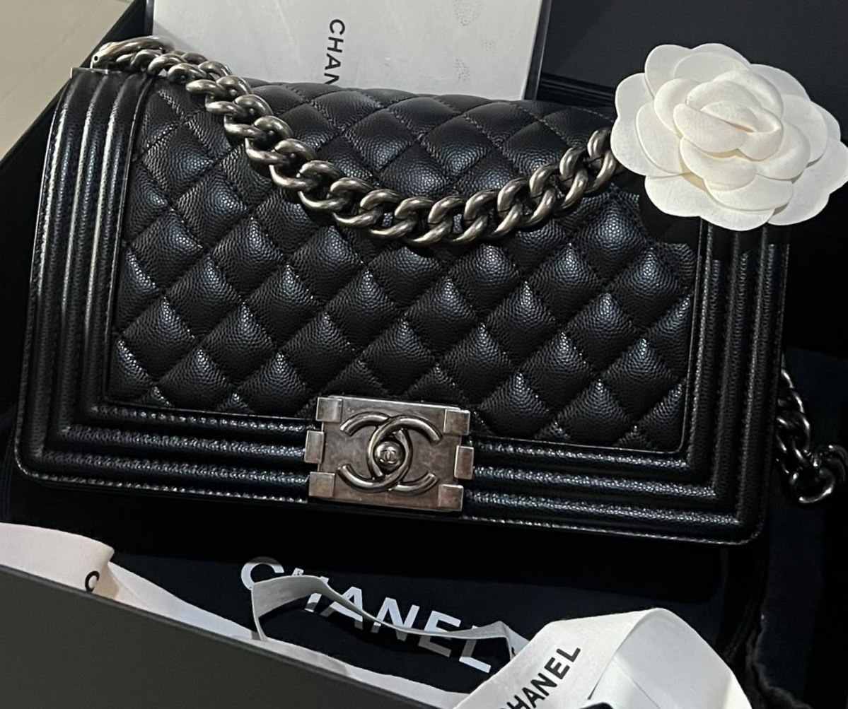Chanel Boy 25 Black Caviar RHW