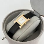 Hermes H Hour PM Diamond Dial Black Croco GHW