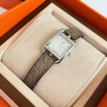 Hermes Cape Cod Watch Pink Sapphire with Gris Asphalt Croco Matte