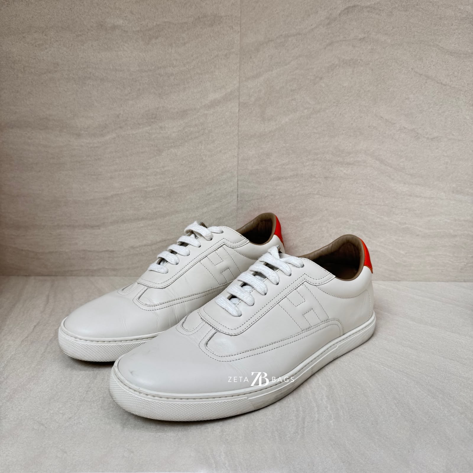 Hermes Sneaker Homme Quicker Blanc/Orange