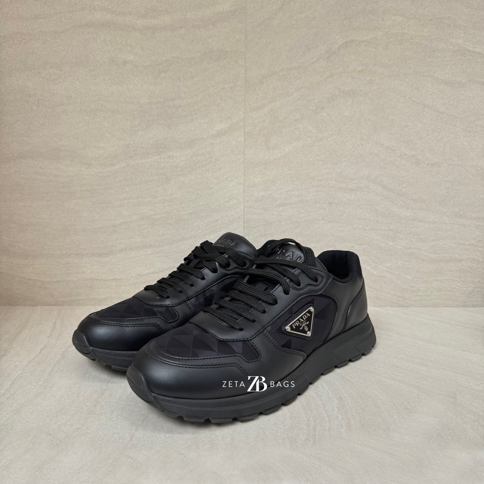 Prada Prax 2.0 Re-Nylon and Leather Sneaker Black