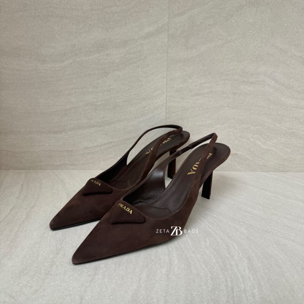 Prada Slingback Pumps Suede Moro/Brown