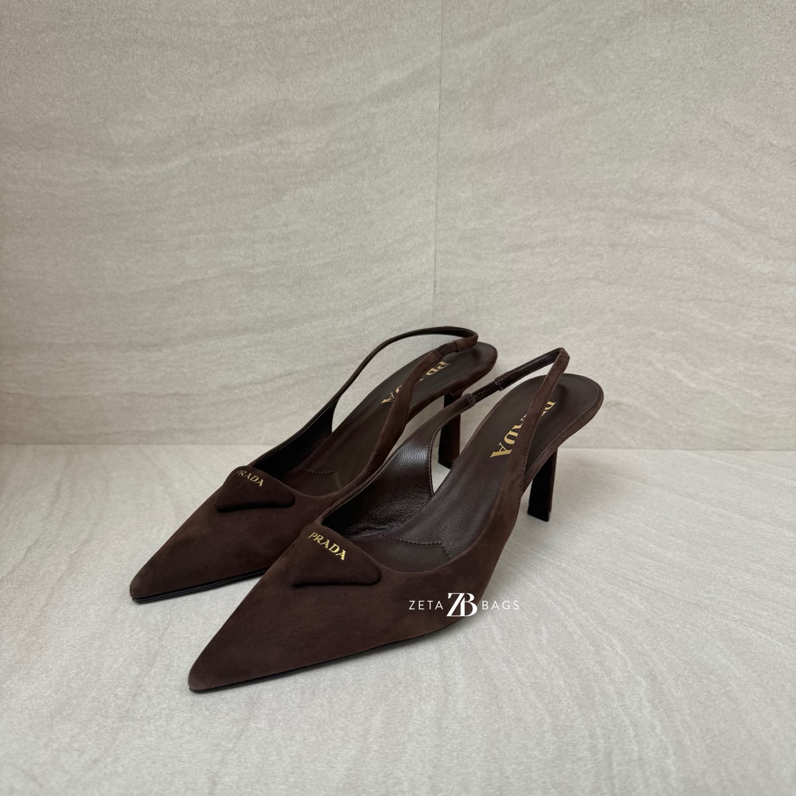 Prada Slingback Pumps Suede Moro/Brown