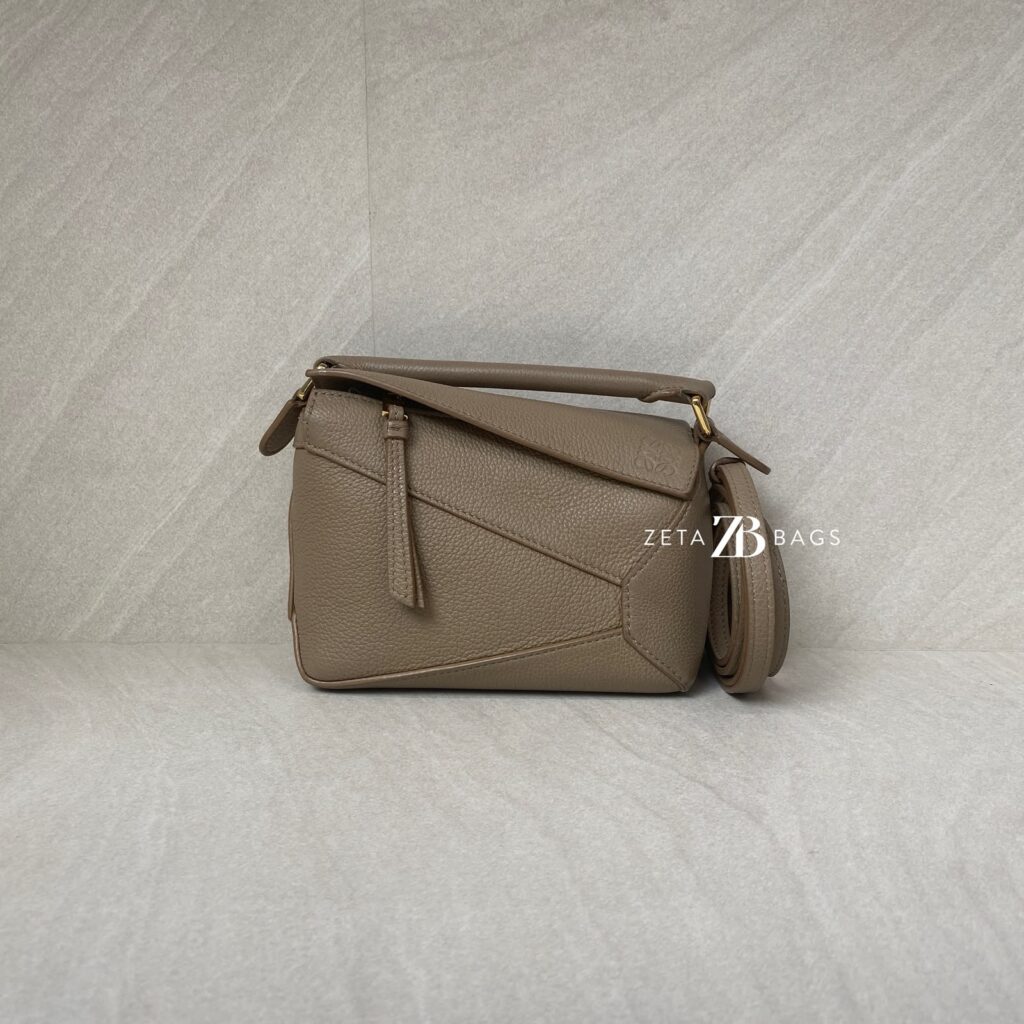 Loewe Mini Puzzle Edge Grained Taupe GHW