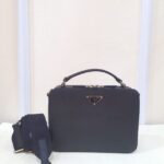 Prada Brique Saffiano Top Handle Black SHW