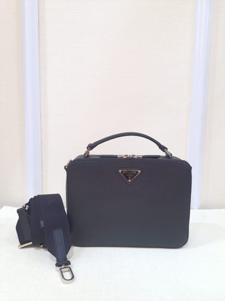 Prada Brique Saffiano Top Handle Black SHW