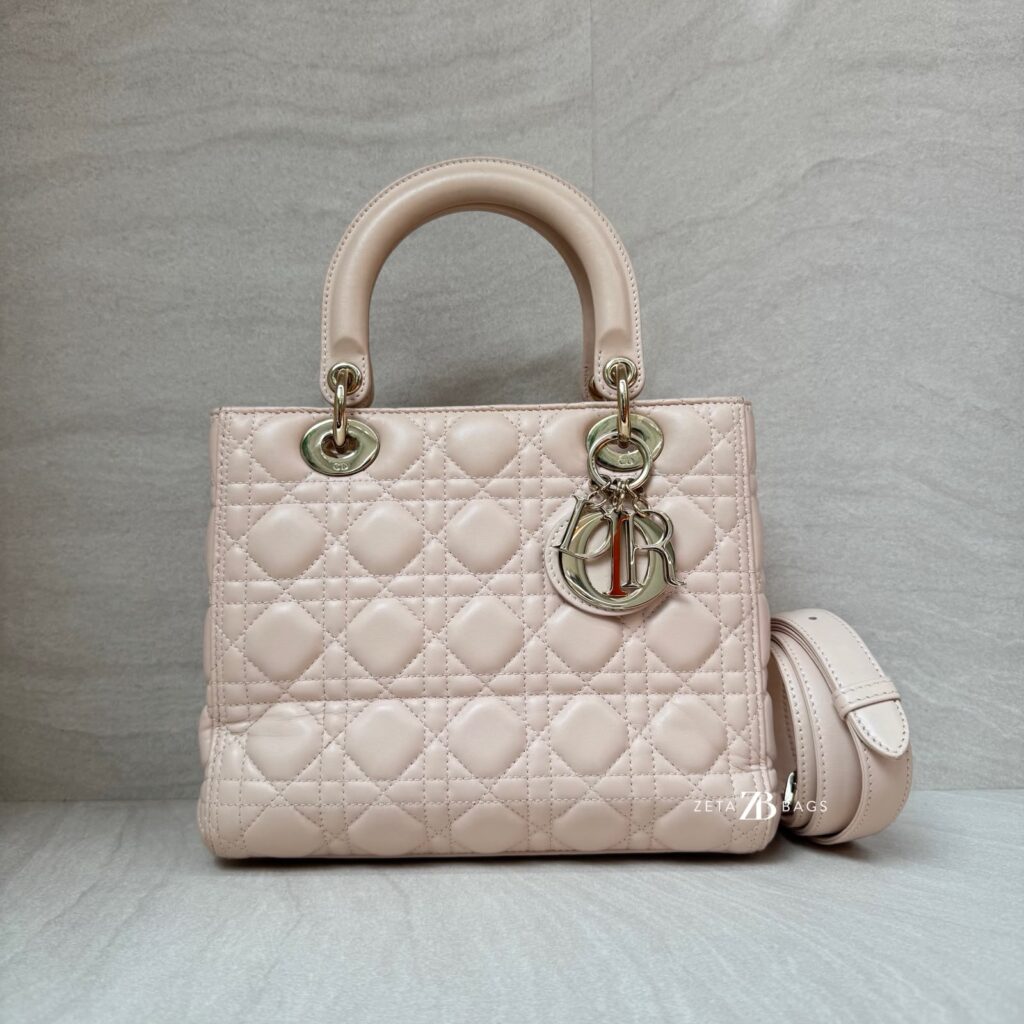 Dior Lady Dior Medium Lambskin Nude Pink GHW