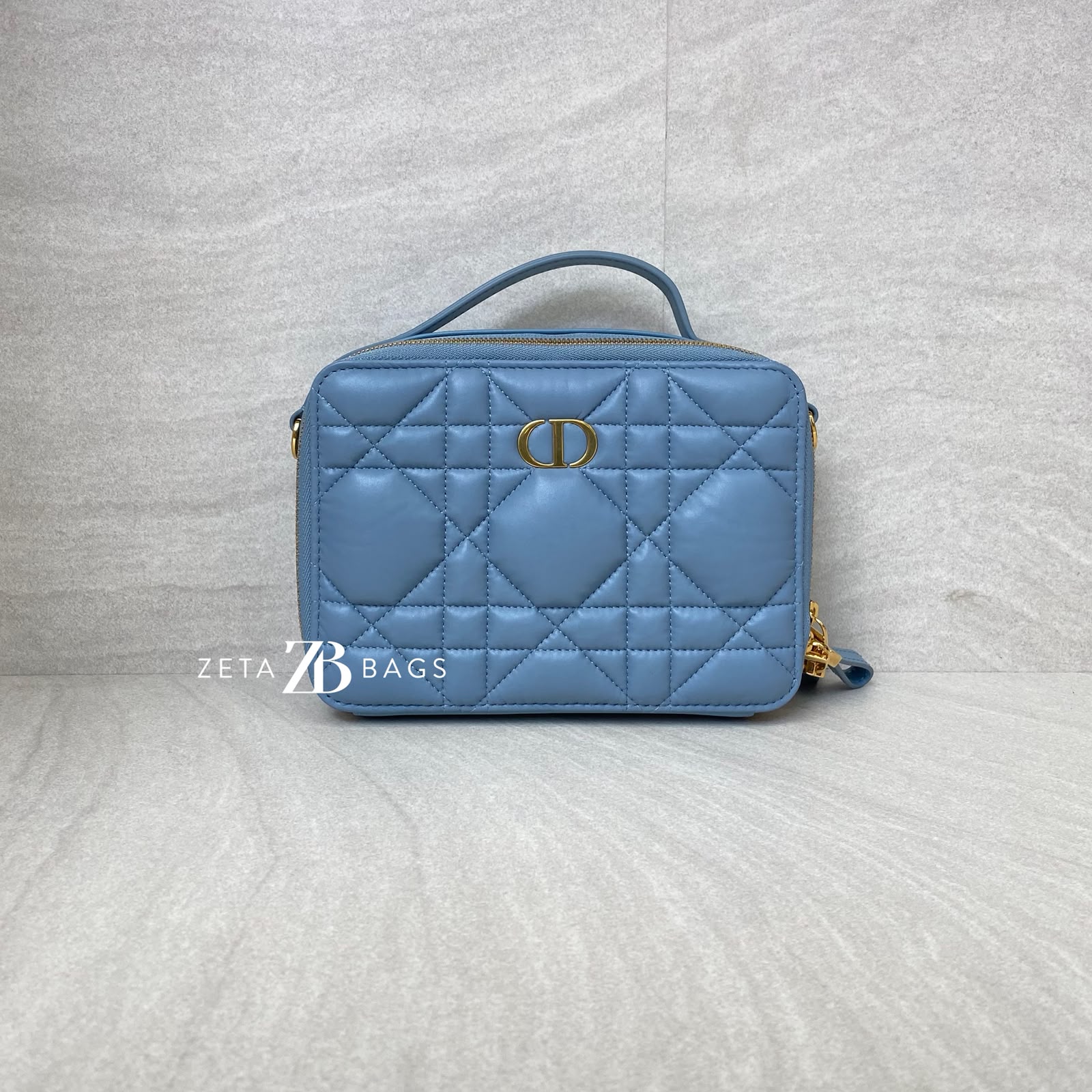 Dior Caro Box Bag Blue GHW