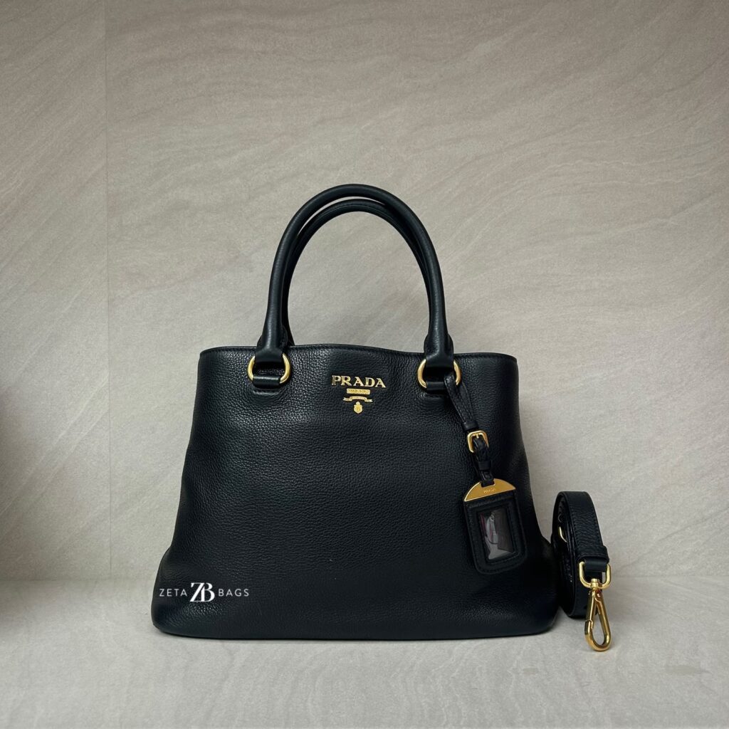 Prada Top Handle Bag Vitello Phenix Nero GHW