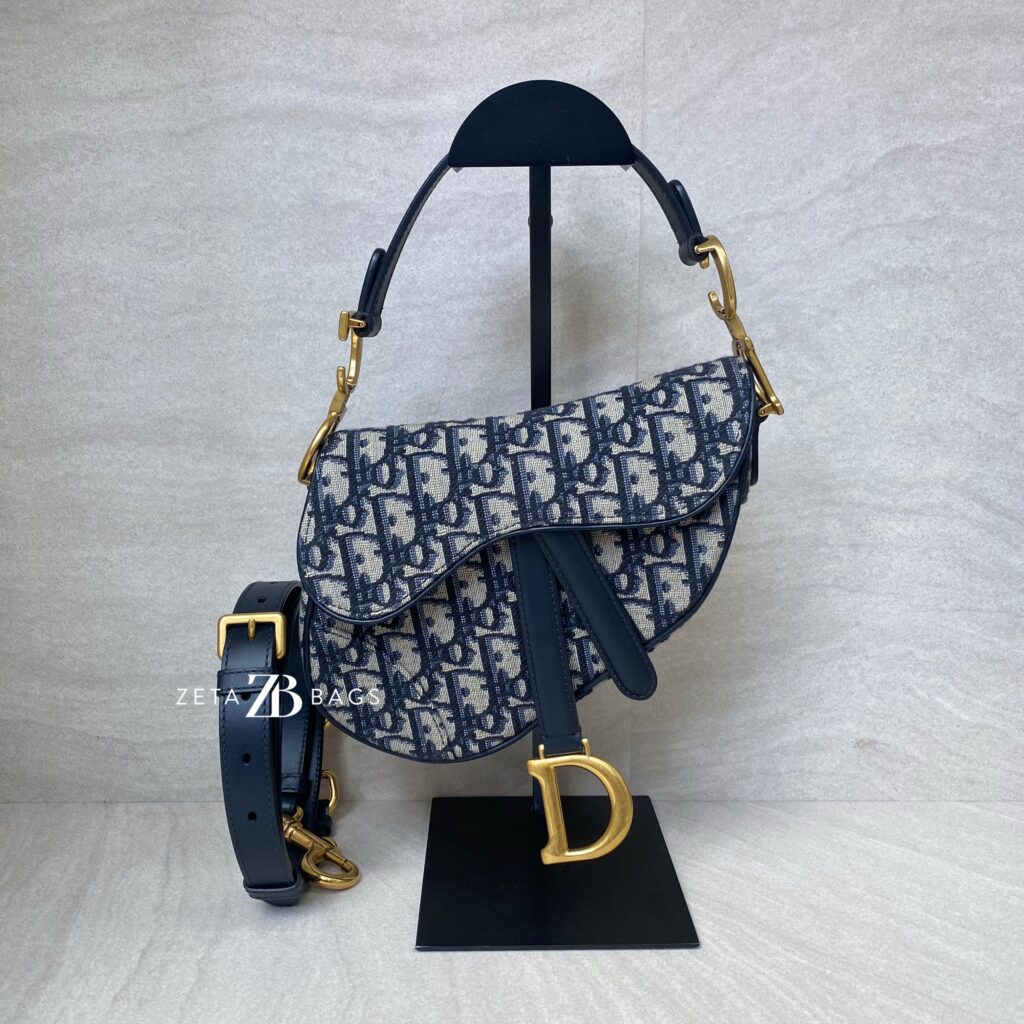Dior Saddle Mini Oblique Canvas Blue GHW
