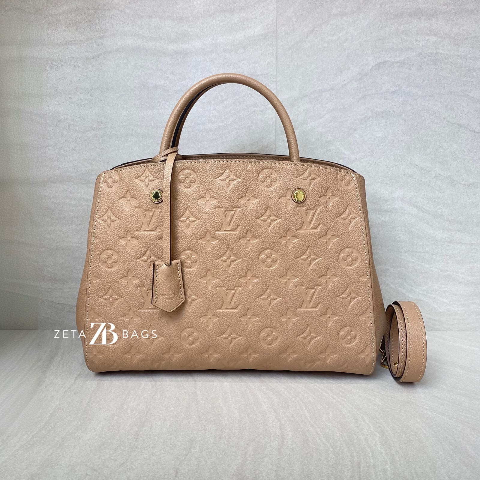 Louis Vuitton Montaigne MM Monogram Empreinte Dune GHW