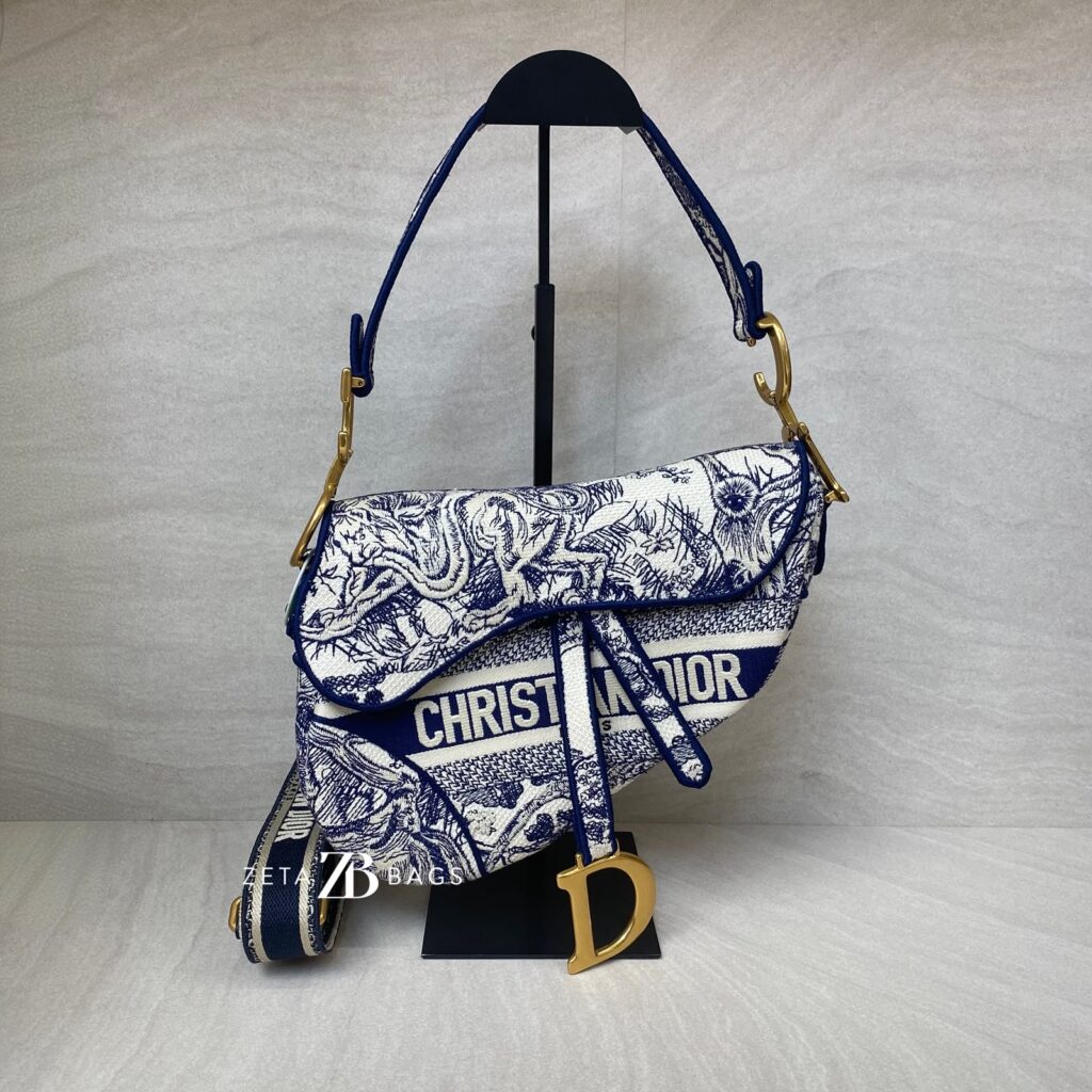 Dior Saddle Medium Canvas Toile De Jouy GHW