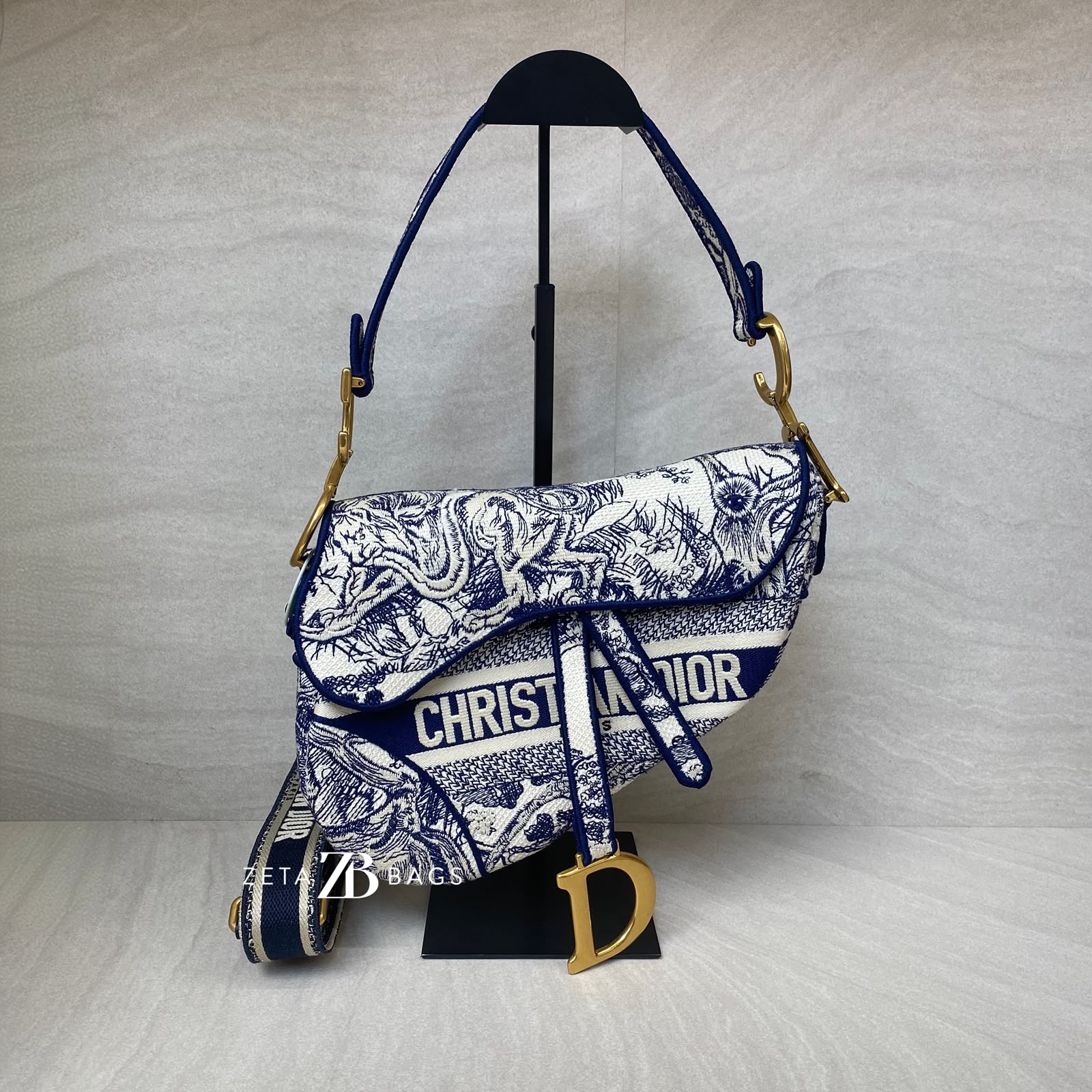Dior Saddle Medium Canvas Toile De Jouy GHW