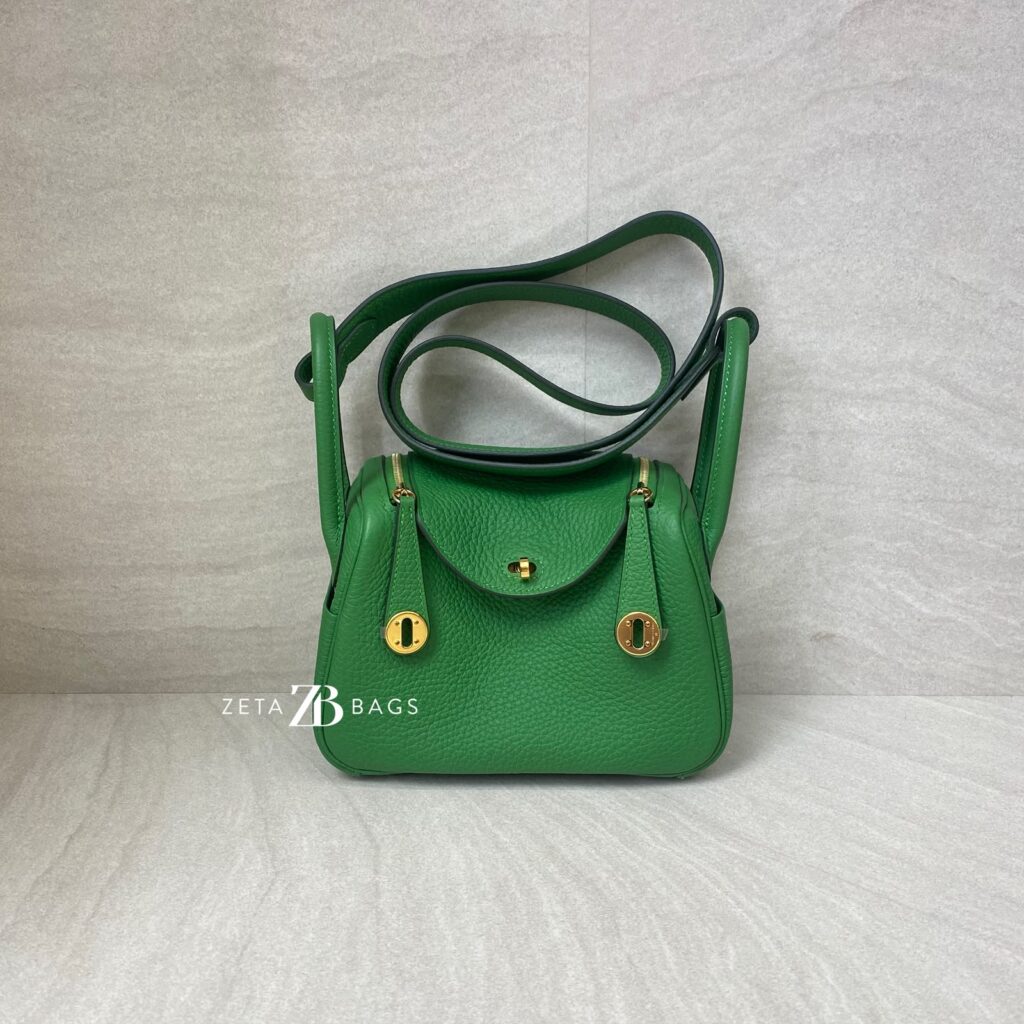 Hermes Mini Lindy Clemence Vert Yucca GHW