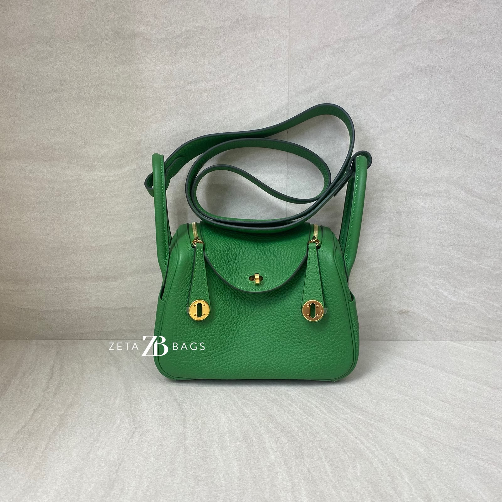 Hermes Mini Lindy Clemence Vert Yucca GHW