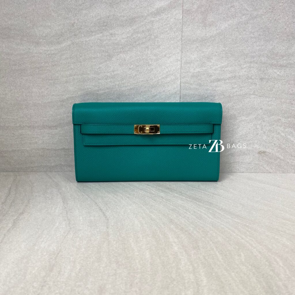 Hermes Kelly Wallet To Go Epsom Vert Jade GHW