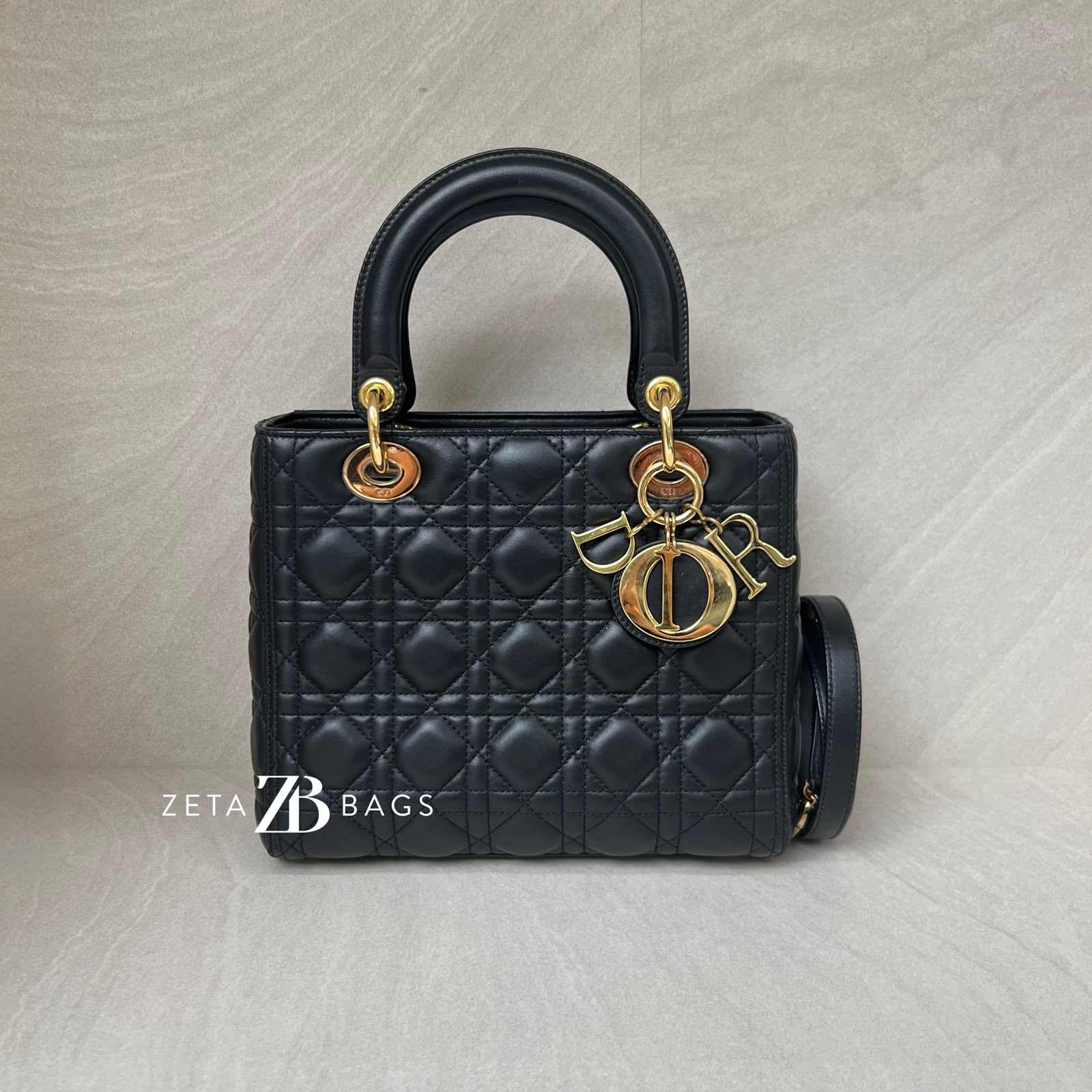 Dior Lady Dior Medium Lambskin Black GHW