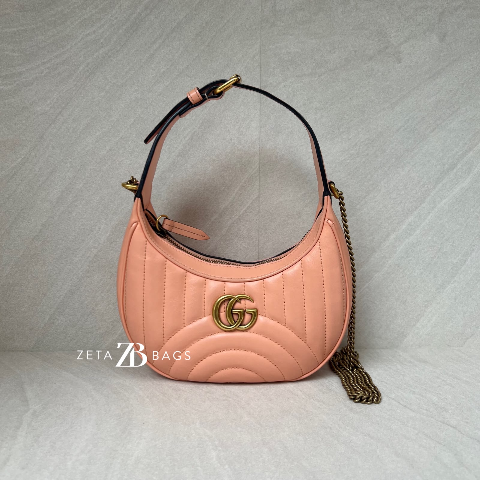 Gucci GG Marmont Mini Shoulder Leather Peachy Chic GHW
