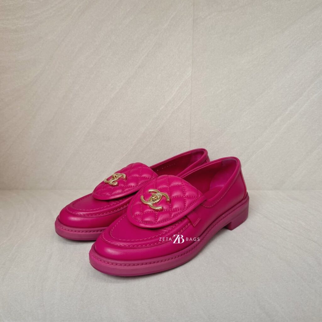 Chanel Moccasins Loafers Fuchsia GHW