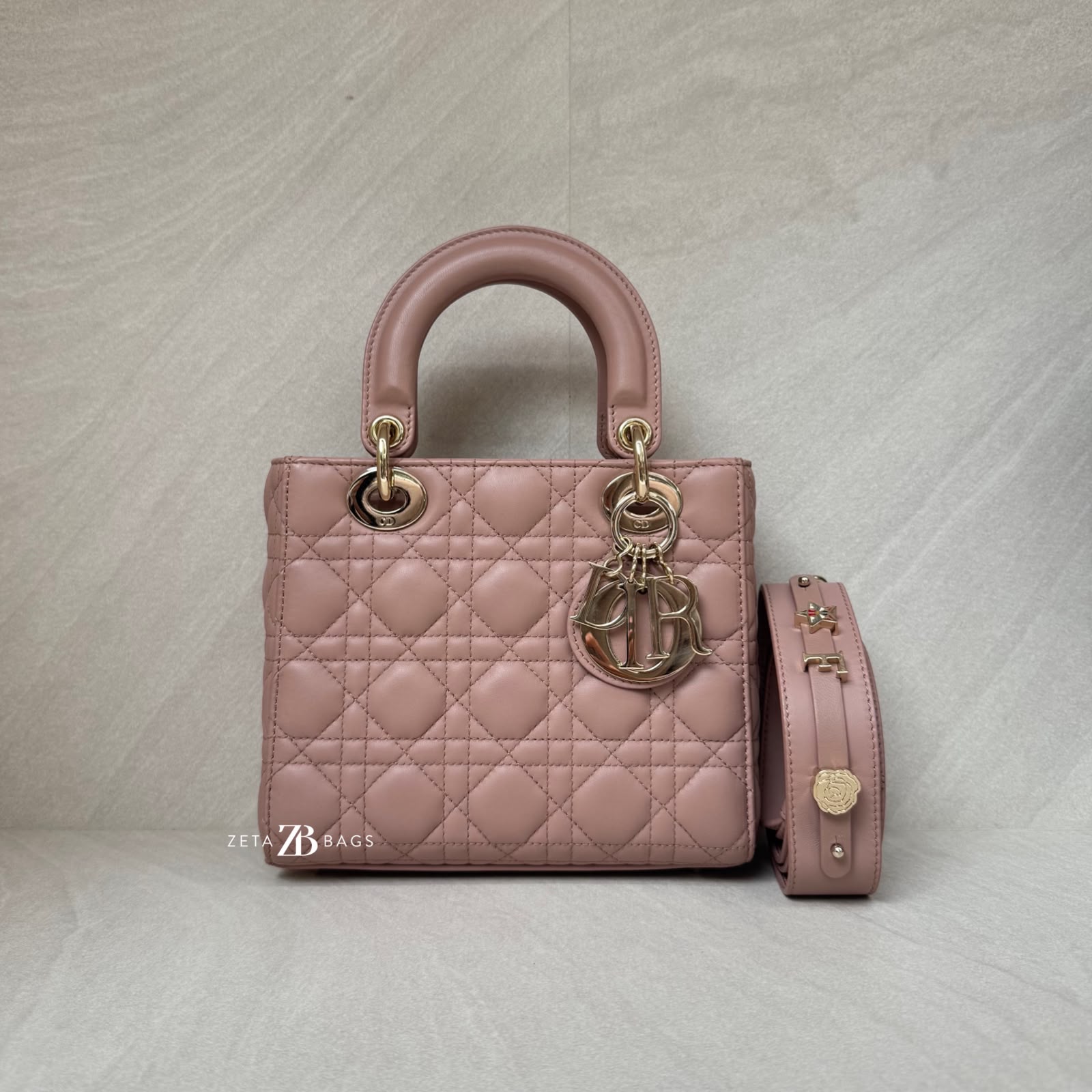 Dior Lady D Small Lambskin Blush GHW