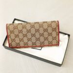 Gucci GG Flap Wallet Beige inside Red