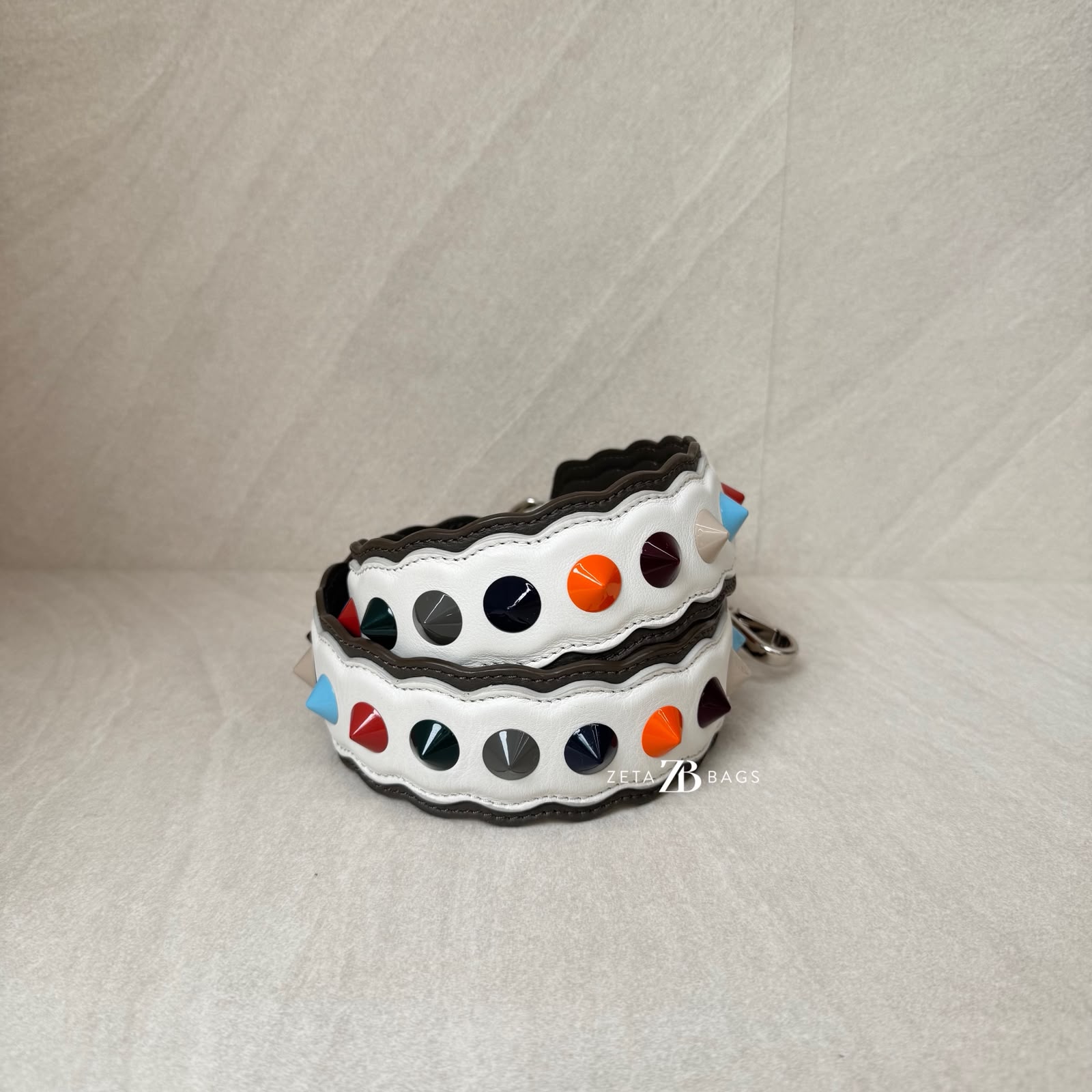 Fendi Studded Strap White Grey Multicolor SHW