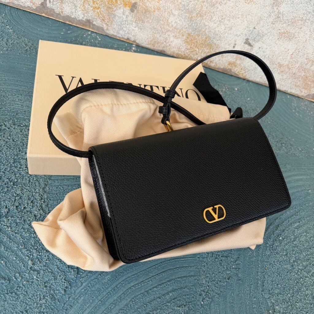 Valentino V Logo Shoulder Bag Black