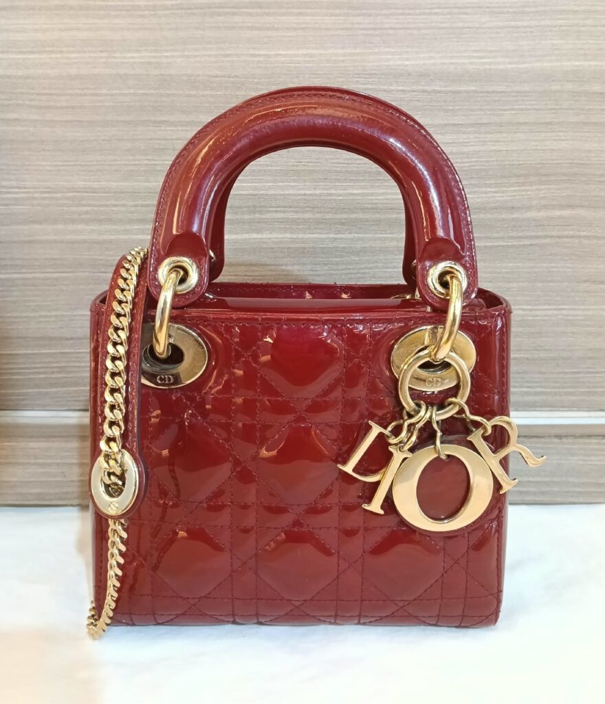 Dior Lady D Mini Patent Red GHW