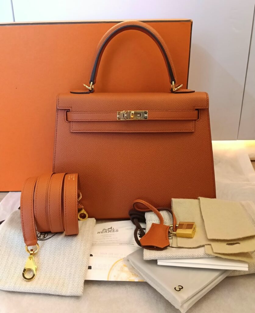 Hermes Kelly 25 Epsom Sellier Terre Battue GHW