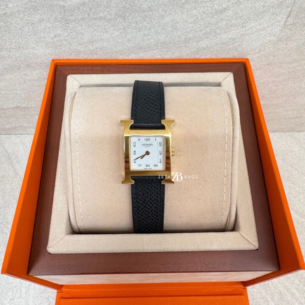 Hermes H Heure PM Epsom Noir GHW