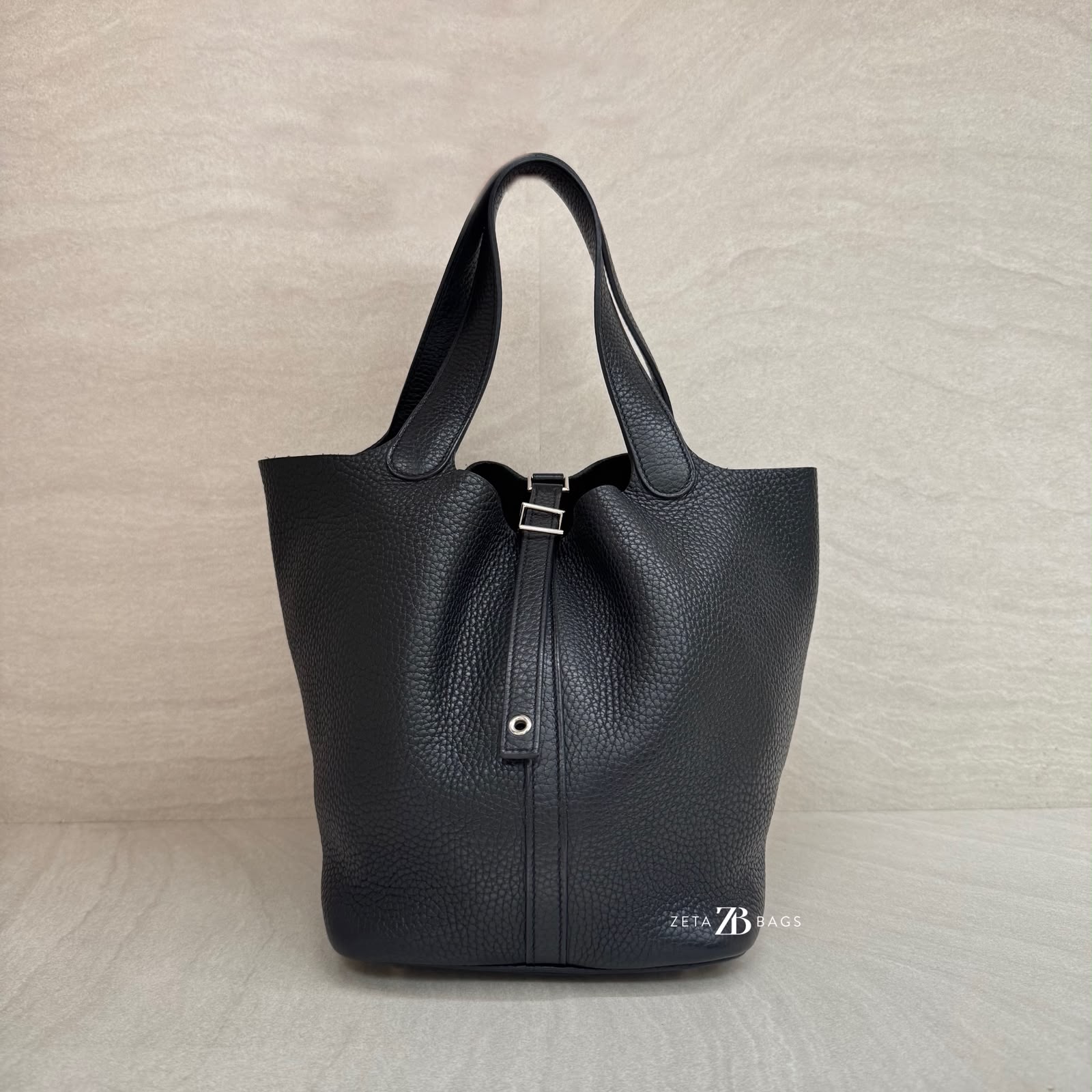 Hermes Picotin 22 Clemence Noir PHW