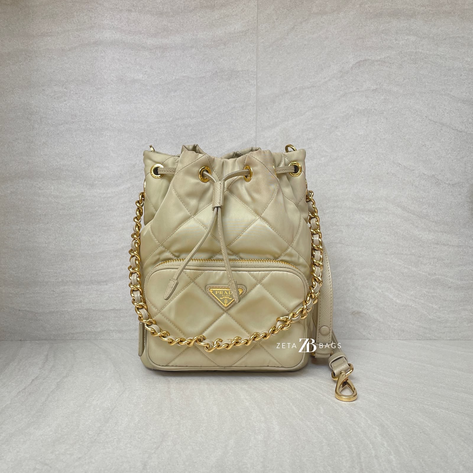 Prada Re Edition 1995 Shoulder Bag Re Nylon Sand GHW