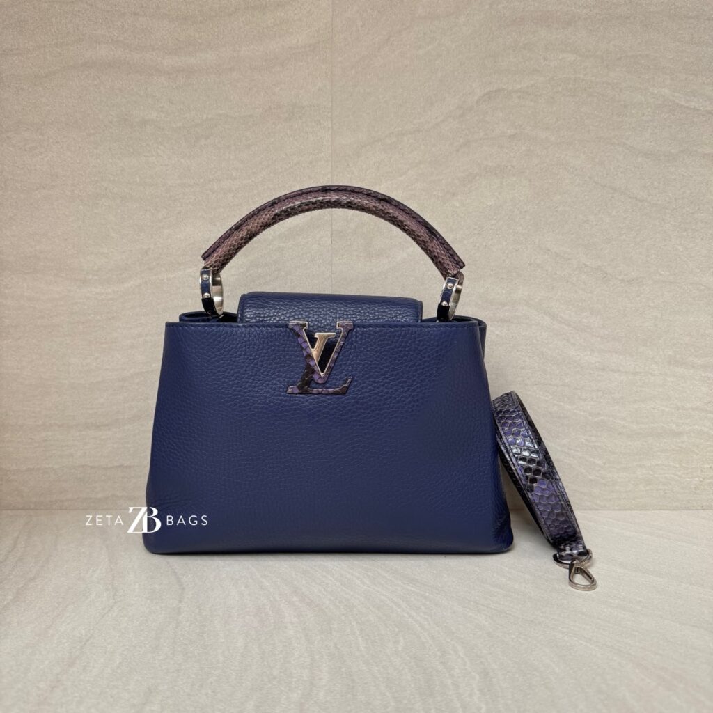Louis Vuitton Capucines Phyton Navy Handle Phyton SHW