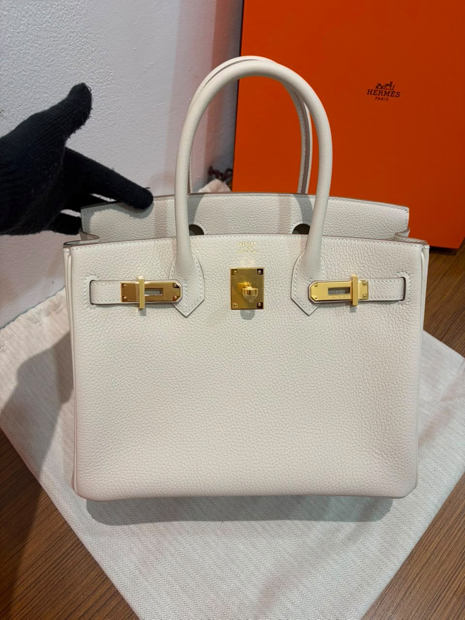 Hermes B30 Craie Togo GHW