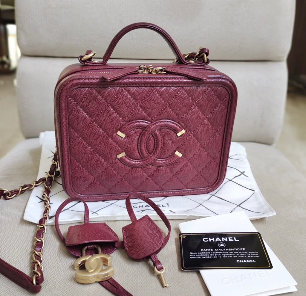 Chanel Vanity Medium 21cm Burgundy Caviar GHW