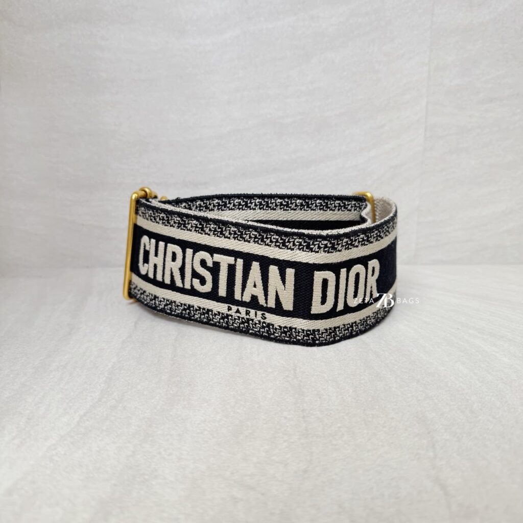 Dior Adjustable Shoulder Strap Embroidered Black GHW