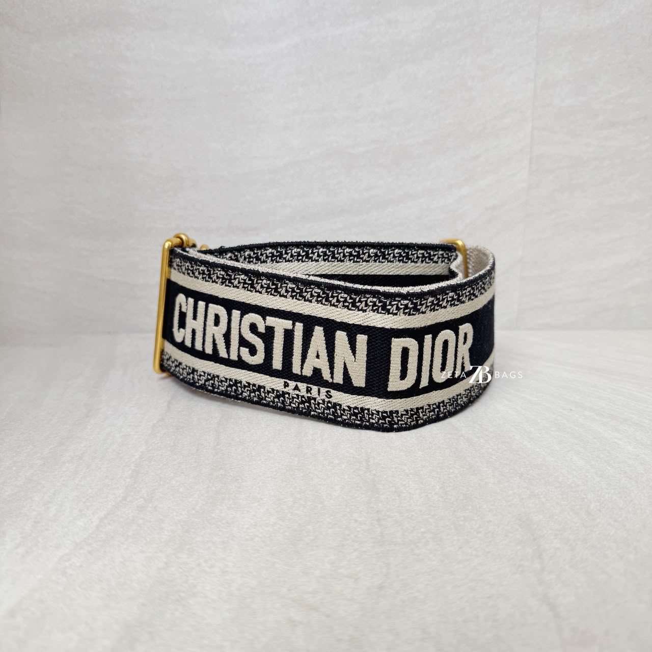 Dior Adjustable Shoulder Strap Embroidered Black GHW