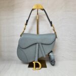 Dior Saddle Medium Grained Stone Grey GHW