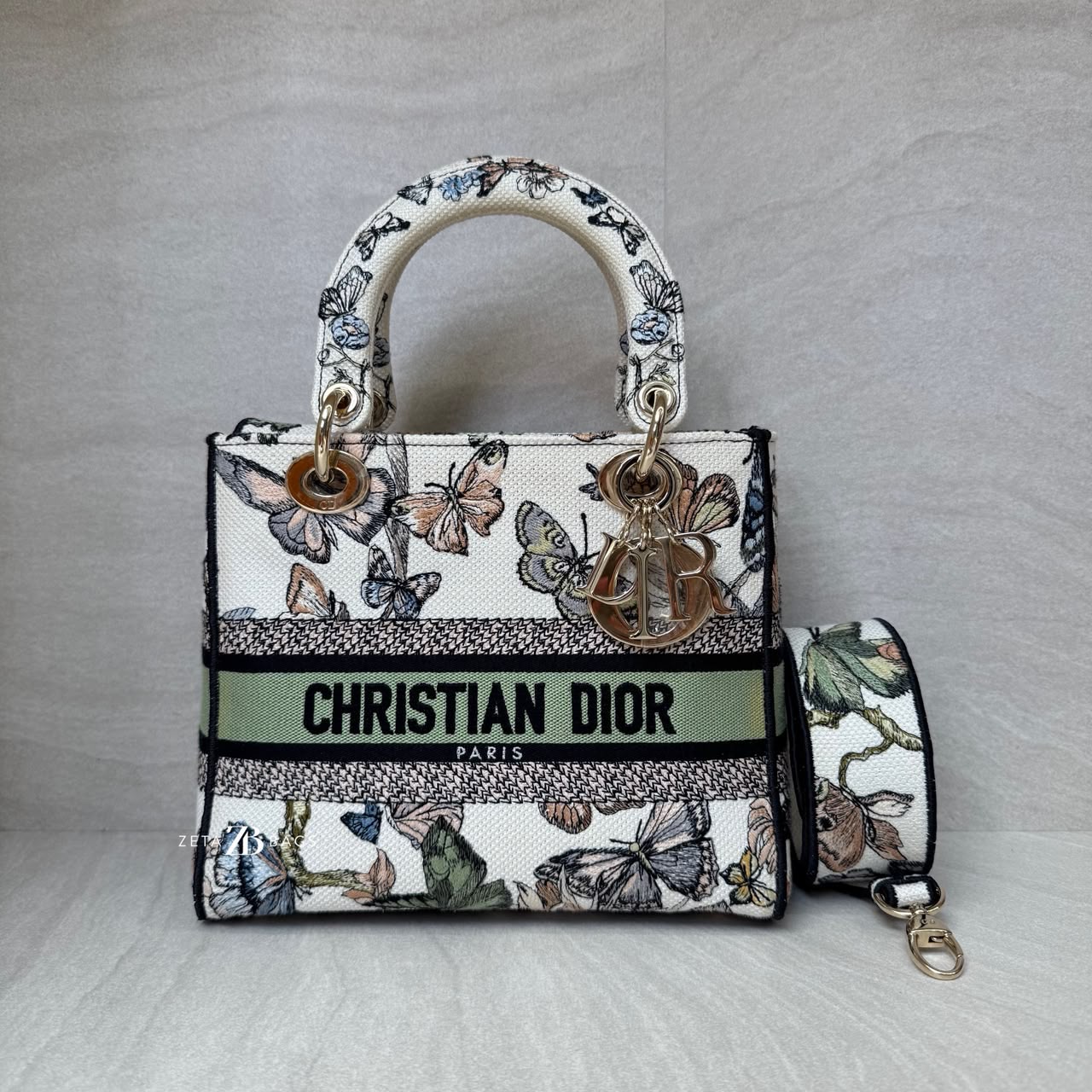 Dior Lady Dior Medium Toile De Jouy Mexico White Multicolor GHW