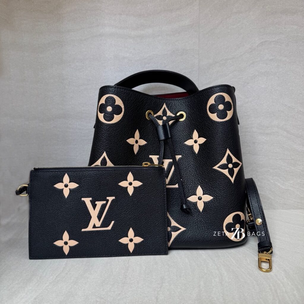 Louis Vuitton Noe Neo MM Monogram Empreinte Noir Beige GHW