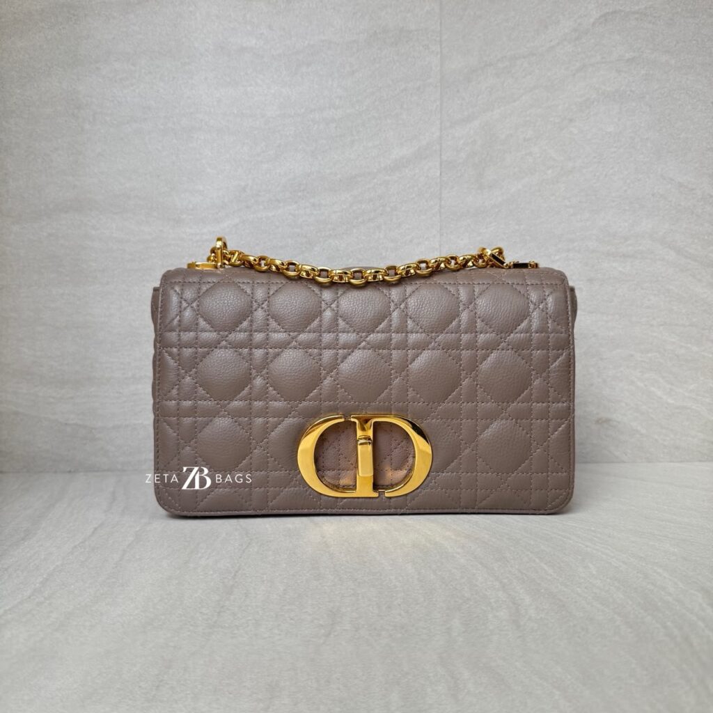 Dior Medium Caro Calfskin Warm Taupe GHW