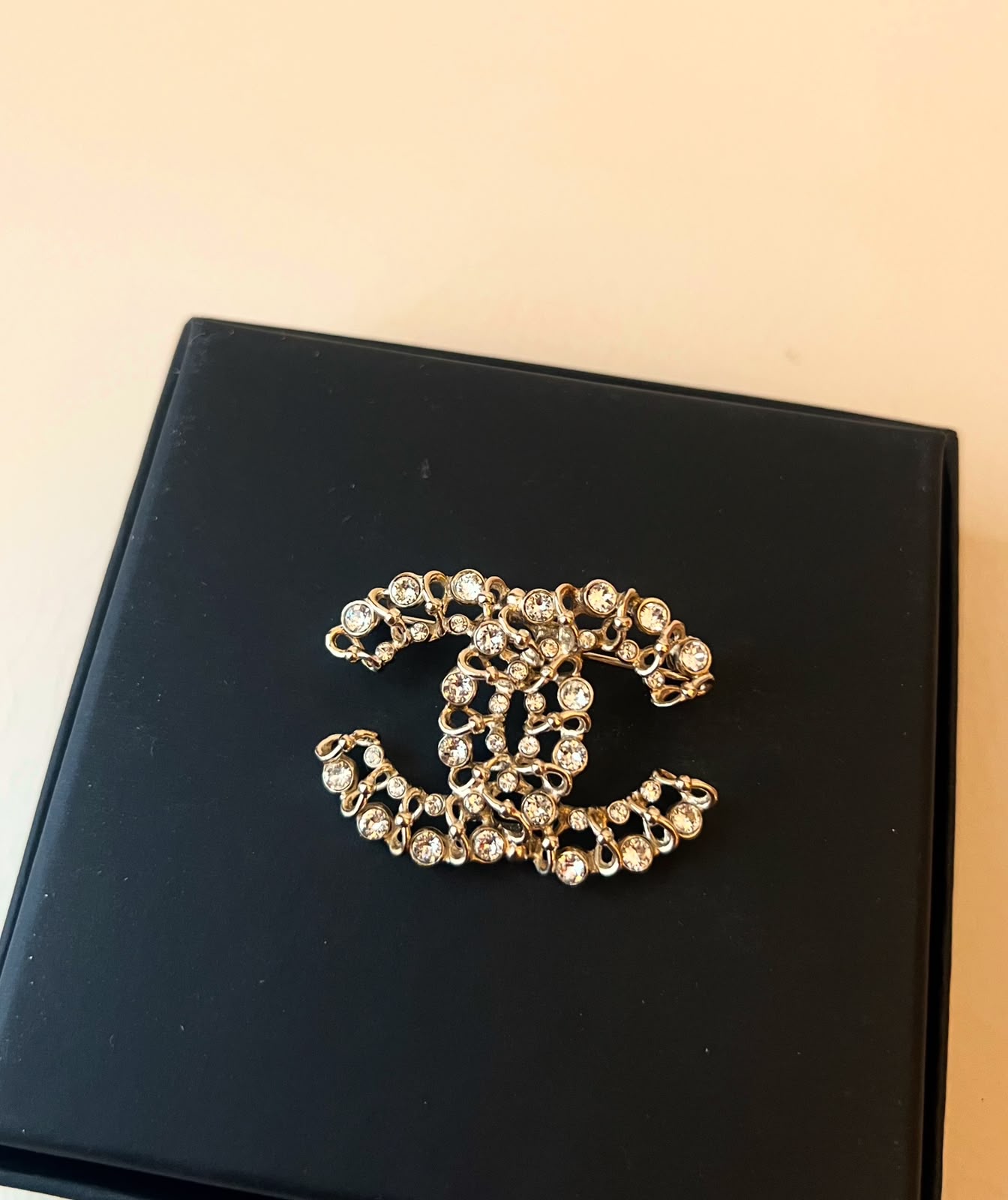 Chanel Brooch GHW Golden Crystal