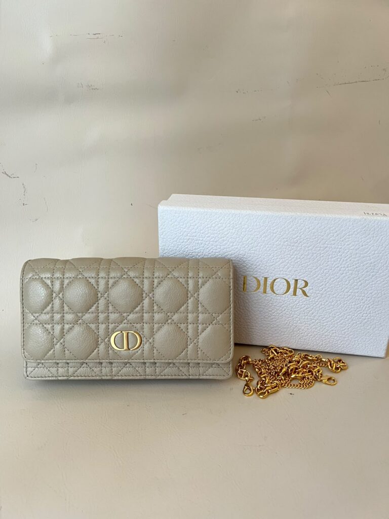 Dior Caro WOC Cannage Calfskin Sand Beige GHW