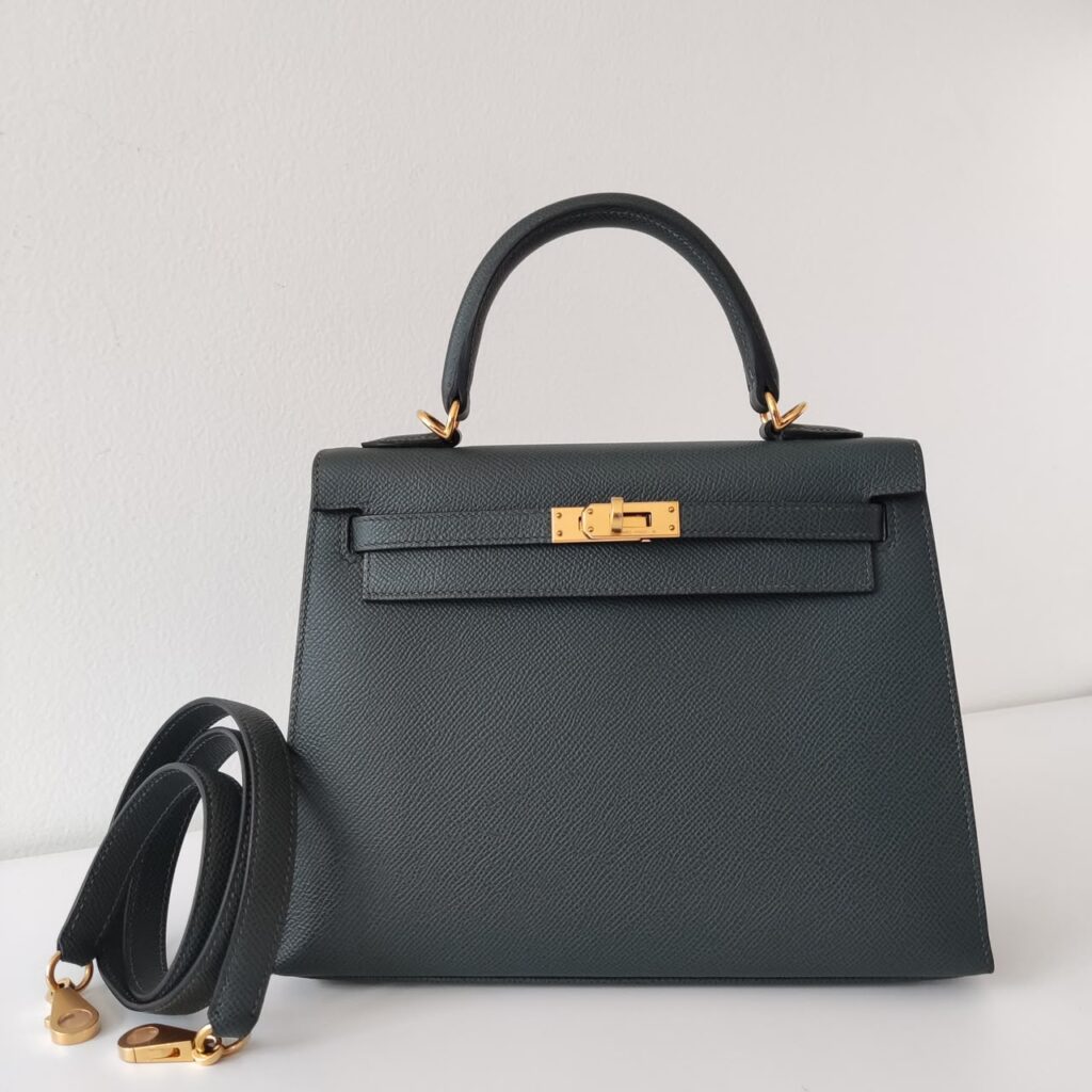 Hermes Kelly 25 Vert Amande Epsom Sellier GHW