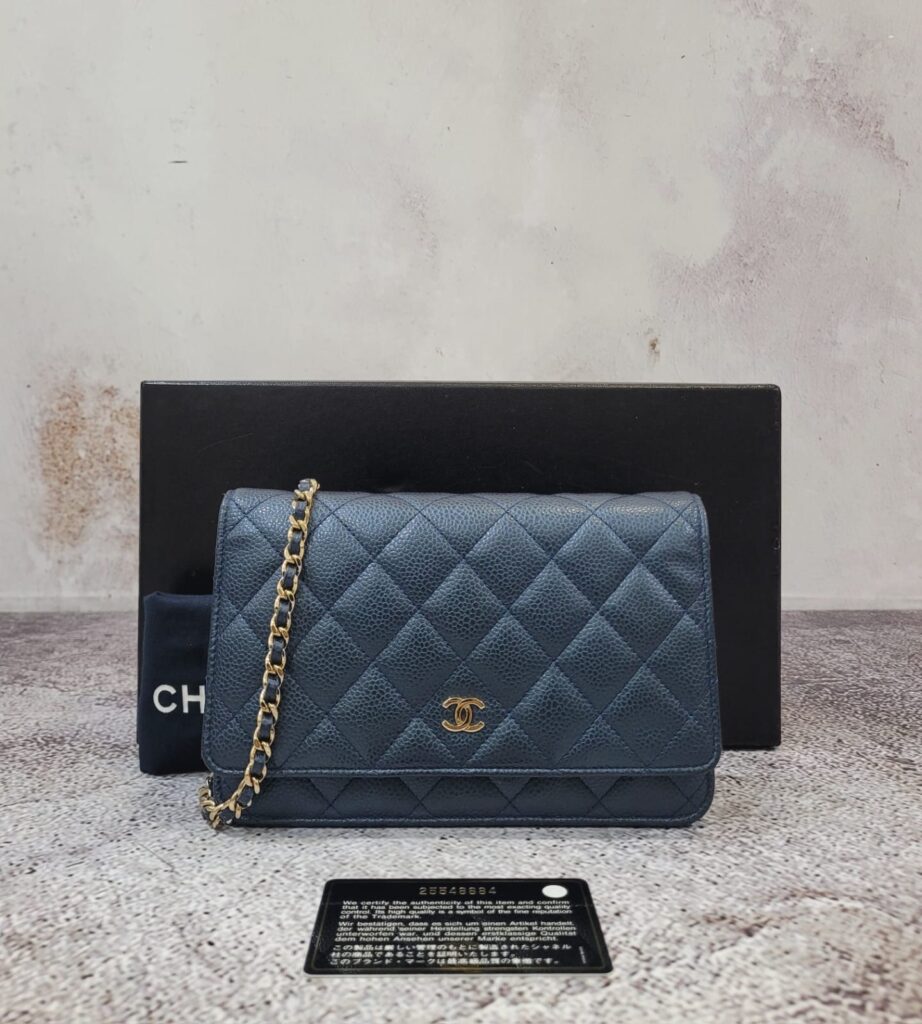 Chanel WOC Dark Blue Iridescent Caviar GHW
