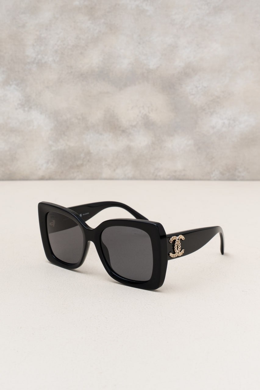 Chanel 5555 Square Sunglasses Black-Grey
